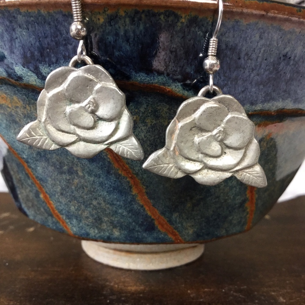 Ballard Pewter Rose Earrings